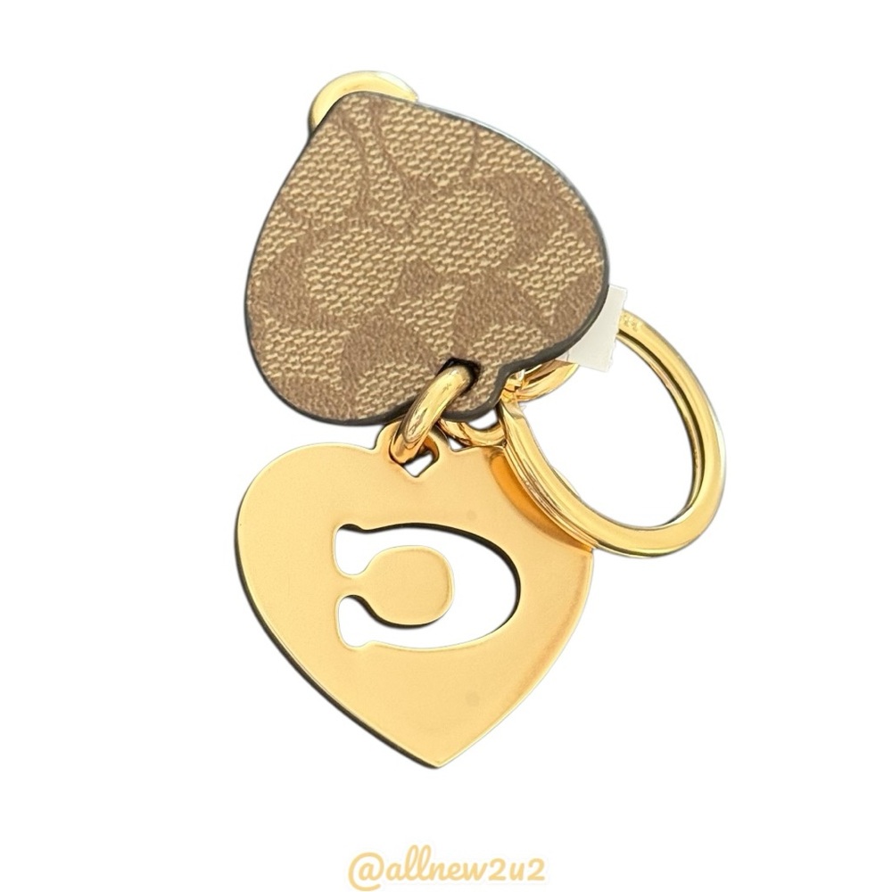 Coach Classic Monogram Heart Keychain Bag Charm - Picture 7 of 14